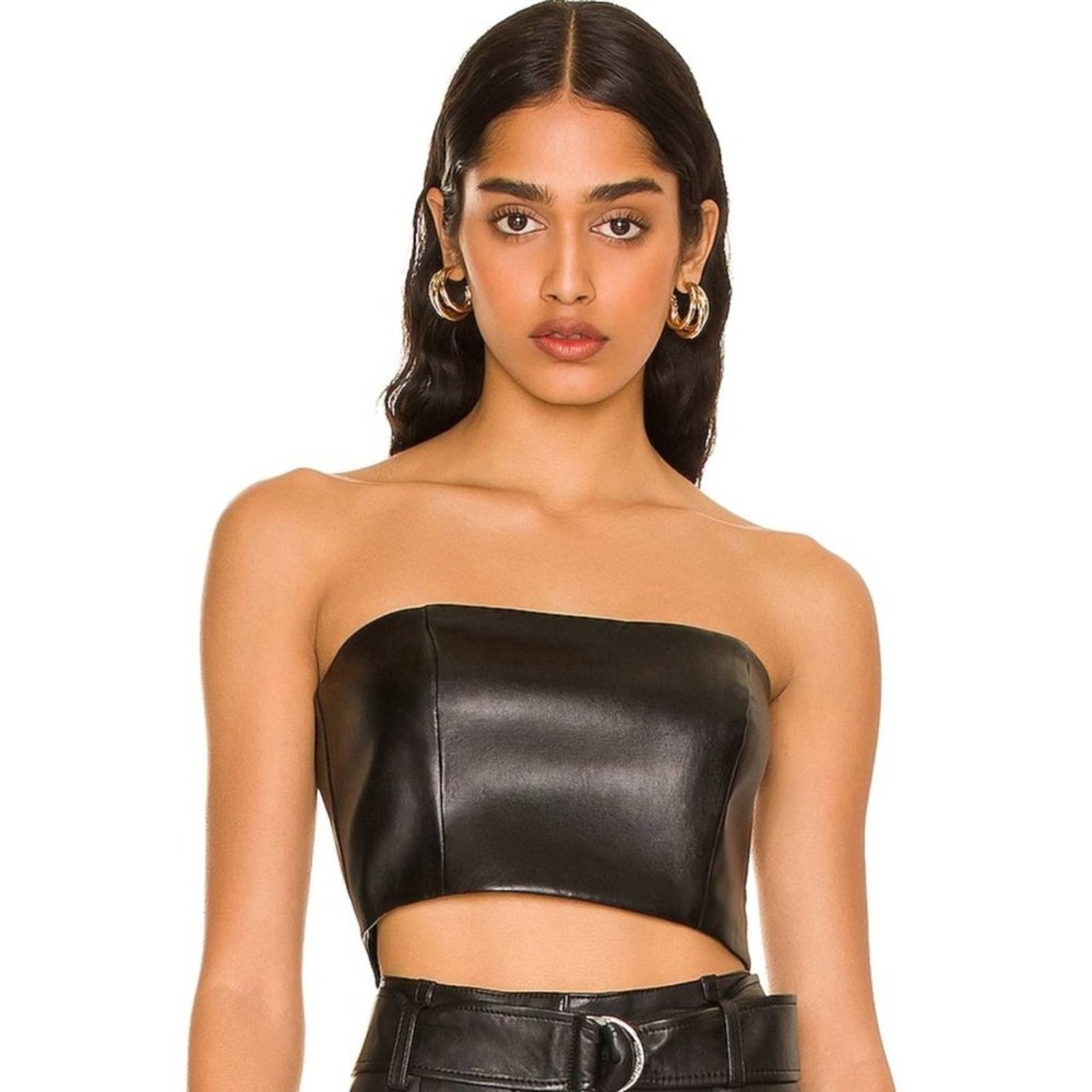 Majorelle Chloe Tube Top In Black Faux Leather
